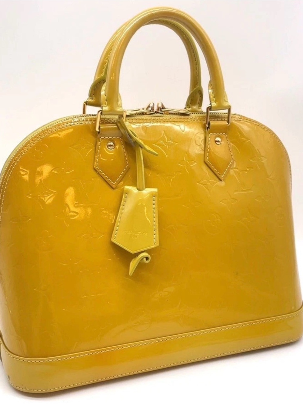 Louis Vuitton Yellow Patent Vernis Alma Satchel - Picture 2 of 16